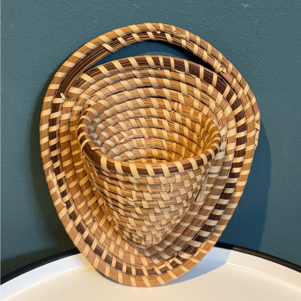 Handwoven Sweetgrass Basket wall pocket wall vase